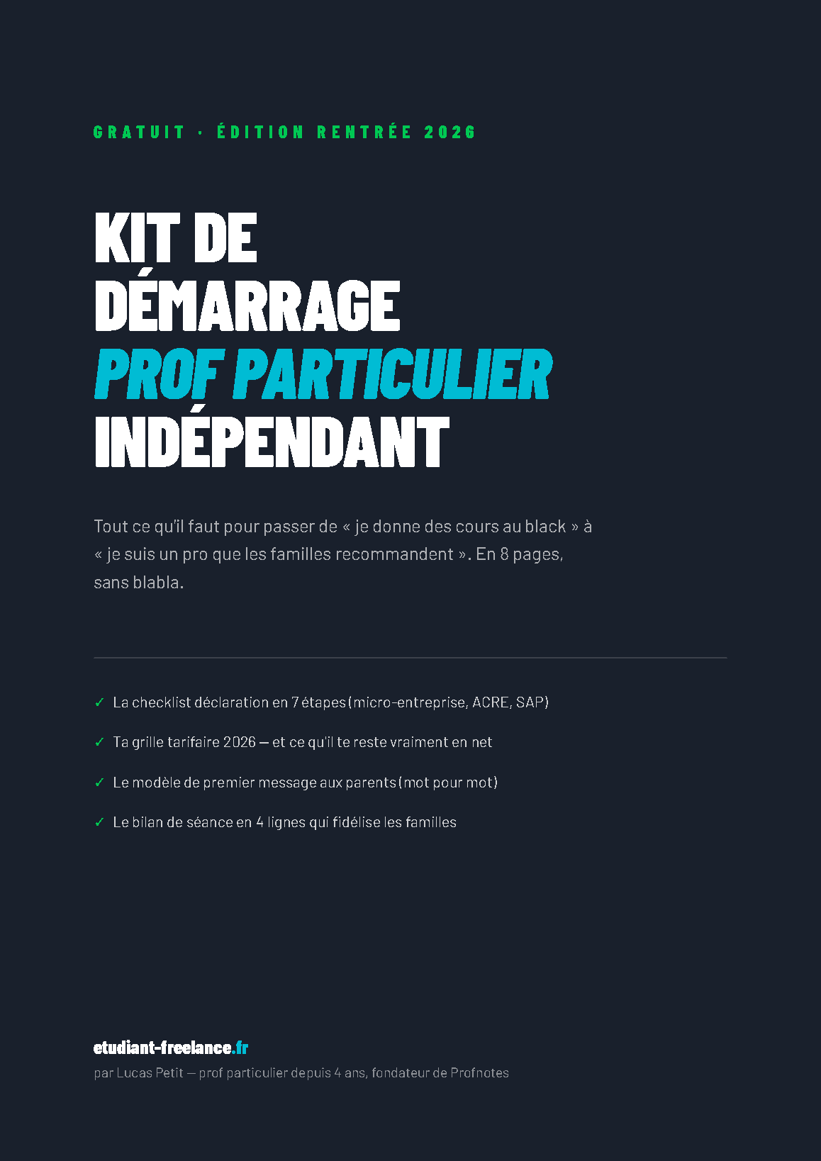 Couverture du Kit de démarrage prof particulier
